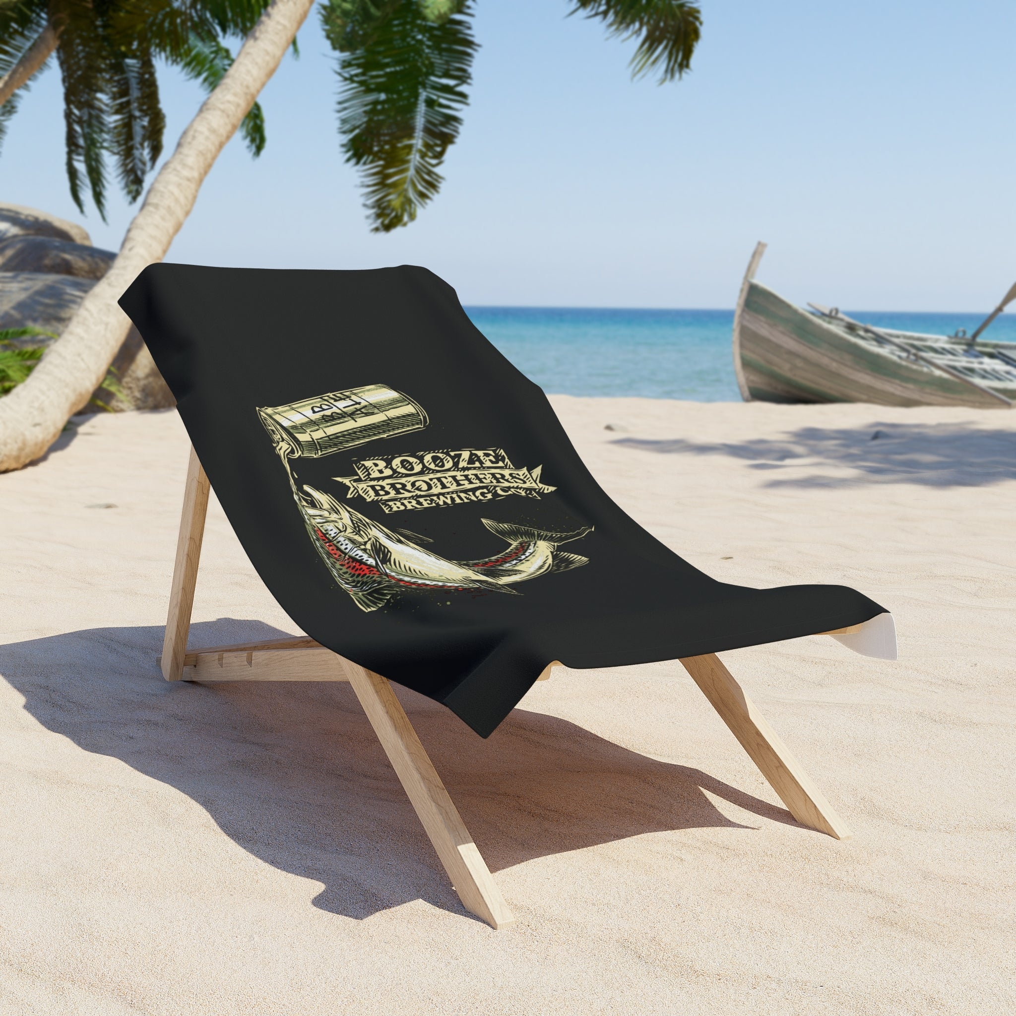 Booze Brothers Drink Like A Fish Beach Towel